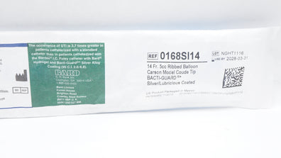 Bard 0168SI14 Bardex I.C. Anti-Infective Foley Cath. 14 Fr 5cc Ribbed Balloon